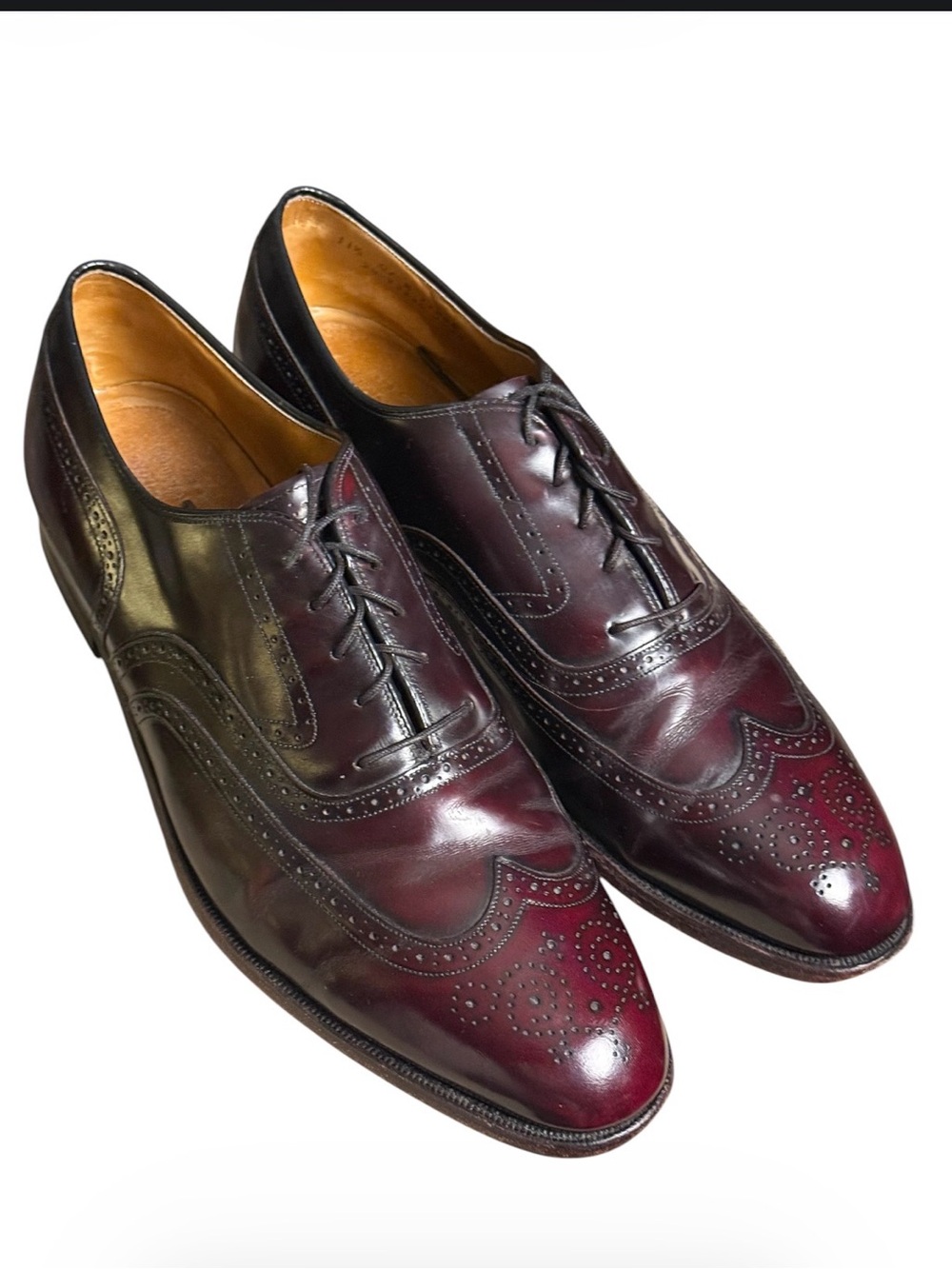 Johnson & Murphy Men's Burgundy Leather Wingtip Oxfords Dress shoes lace up USA